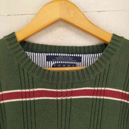 トミーヒルフィガー TOMMY HILFIGER 裾ロゴ刺繍ボーダーリブニット メンズ JPN:L
