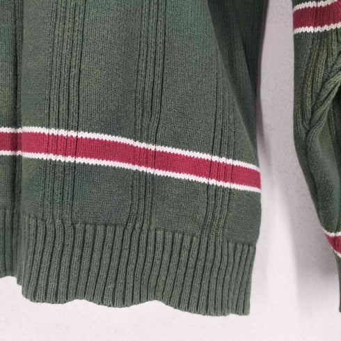 トミーヒルフィガー TOMMY HILFIGER 裾ロゴ刺繍ボーダーリブニット メンズ JPN:L