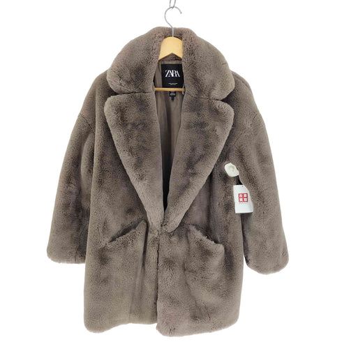 ザラ ZARA Oversized Grey Faux Fur Coat オーバーサイズ グレイ フェイクファー コート レディース import:M