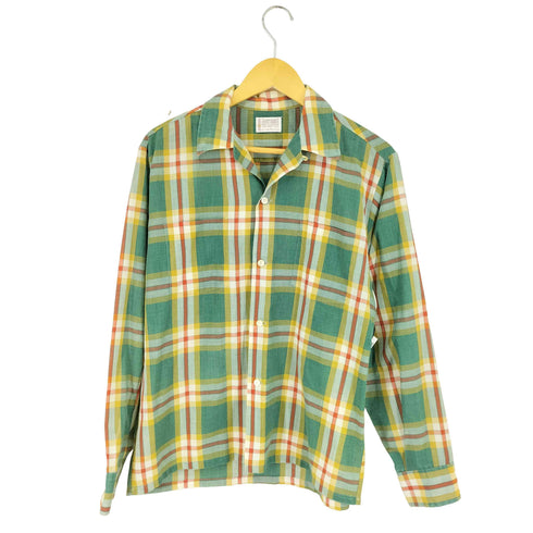 タウンクラフト TOWNCRAFT 60S L/S 開襟チェックシャツ ボックスシルエット メンズ M-15