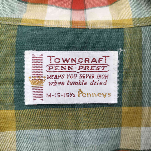 タウンクラフト TOWNCRAFT 60S L/S 開襟チェックシャツ ボックスシルエット メンズ M-15