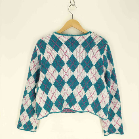 ザラ ZARA アーガイル柄 ニット カーディガン レディース import:M