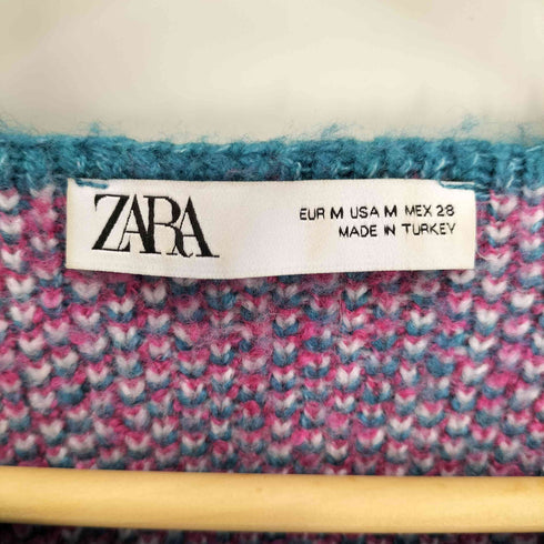 ザラ ZARA アーガイル柄 ニット カーディガン レディース import:M