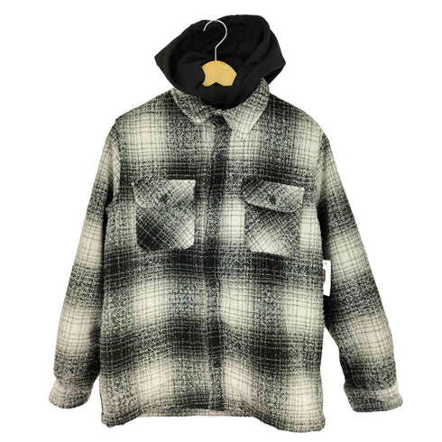 ザラ ZARA flannel hoodei jkt オンブレチェックフーディージャケット メンズ M