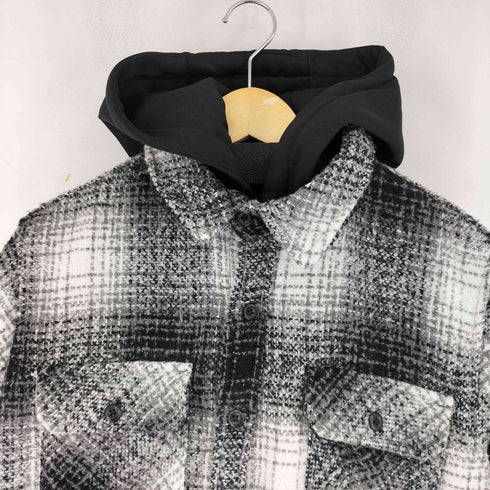 ザラ ZARA flannel hoodei jkt オンブレチェックフーディージャケット メンズ M
