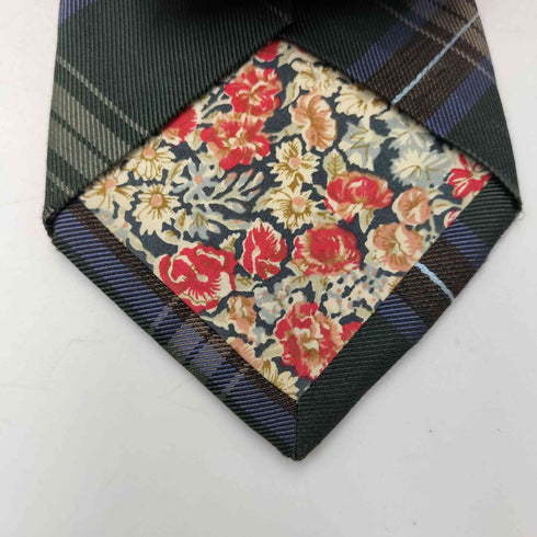 ポールスミス Paul Smith チェック 裏地花柄 シルク ネクタイ メンズ