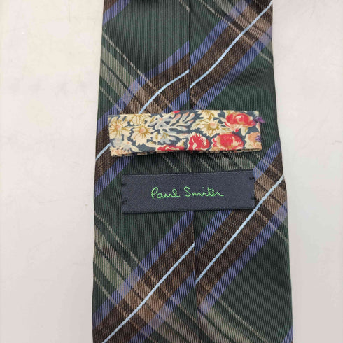 ポールスミス Paul Smith チェック 裏地花柄 シルク ネクタイ メンズ