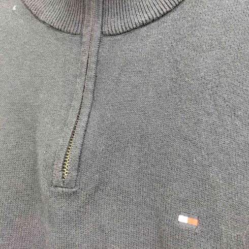 トミーヒルフィガー TOMMY HILFIGER ワンポイント刺繍 コットン ハーフジップ 長袖ニット メンズ L/G