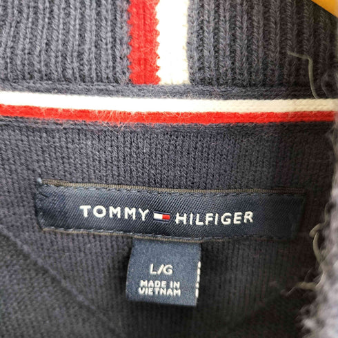 トミーヒルフィガー TOMMY HILFIGER ワンポイント刺繍 コットン ハーフジップ 長袖ニット メンズ L/G