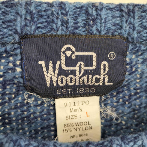 ウールリッチ WOOLRICH 90s made in British ウール ナイロン クルーネック ミックスカラー 長袖ニット メンズ import:L
