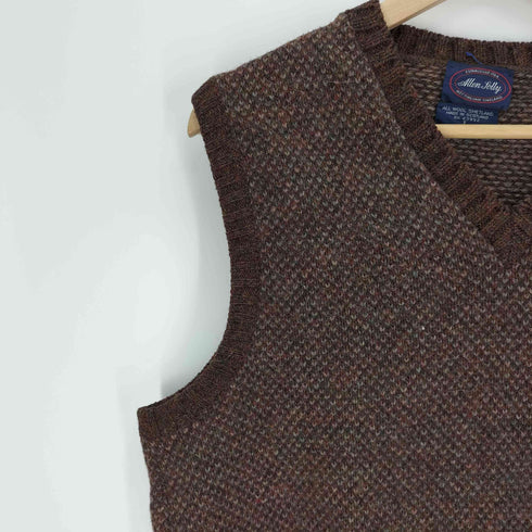 Allen Jolly スコットランド製 ALL WOOL SHETLAND ミックスカラー ウール ベスト メンズ import:L