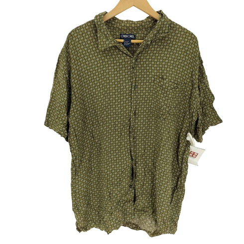 チェロキー Cherokee 総柄 開襟 オープンカラー レーヨン S/S シャツ メンズ import:L