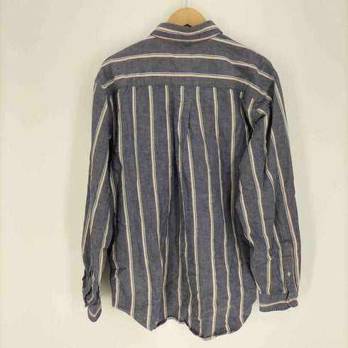 エディーバウアー Eddie Bauer 80-90S 黒タグ Bainbridge Flannel L/S ストライプ シャツ メンズ import:L