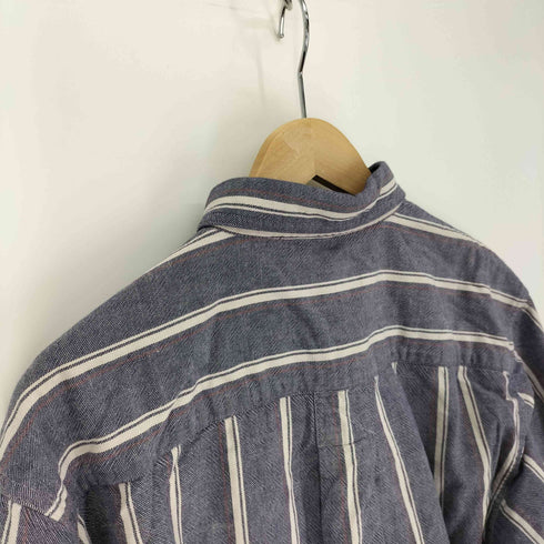 エディーバウアー Eddie Bauer 80-90S 黒タグ Bainbridge Flannel L/S ストライプ シャツ メンズ import:L