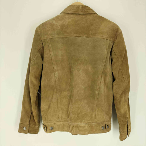 ジェイクルー J.CREW 00S Suede Leather Jacket スウェード レザー トラッカー ジャケット 裏地 ボーダー ブランケット メンズ import:S