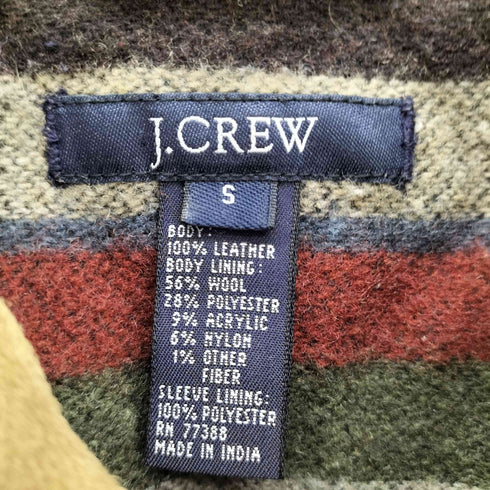 ジェイクルー J.CREW 00S Suede Leather Jacket スウェード レザー トラッカー ジャケット 裏地 ボーダー ブランケット メンズ import:S