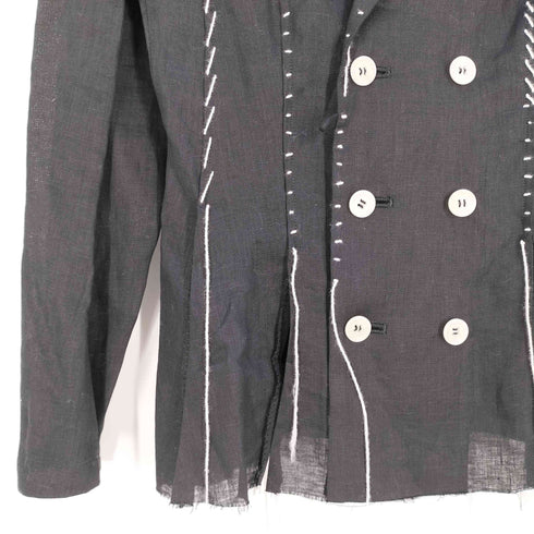 ヨウジヤマモト Yohji Yamamoto LINEN CLOTH 6B HAND STITCH DOUBLE JACKET リネン クロス ハンド ステッチ ダブル ジャケット レディース JPN:2