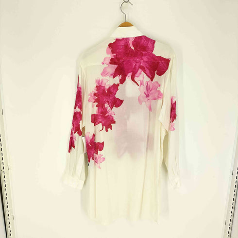 ヨウジヤマモトプールオム Yohji Yamamoto POUR HOMME 24AW CELLULOSE PINK FLOWER DESIGNED BLOUSE LOOK 41-42 セルロース ピンク フラワー デザイン ブラウス メンズ JPN:2
