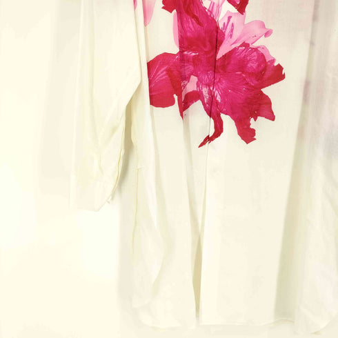 ヨウジヤマモトプールオム Yohji Yamamoto POUR HOMME 24AW CELLULOSE PINK FLOWER DESIGNED BLOUSE LOOK 41-42 セルロース ピンク フラワー デザイン ブラウス メンズ JPN:2