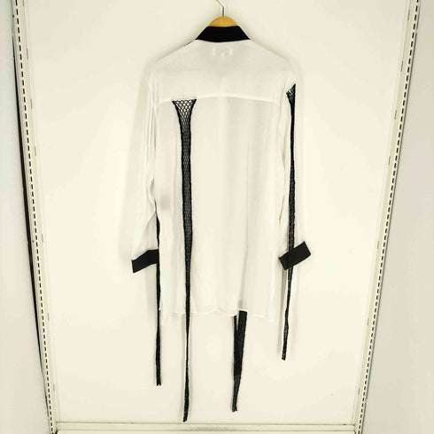 ヨウジヤマモトプールオム Yohji Yamamoto POUR HOMME 24AW CELLULOSE LAWN BLACK MESH BLOUSE セルロース ローン ブラック メッシュ ブラウス シャツ LOOK 26~27 メンズ JPN:2