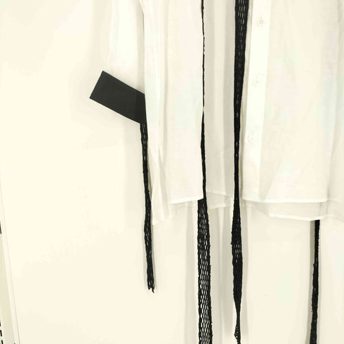 ヨウジヤマモトプールオム Yohji Yamamoto POUR HOMME 24AW CELLULOSE LAWN BLACK MESH BLOUSE セルロース ローン ブラック メッシュ ブラウス シャツ LOOK 26~27 メンズ JPN:2