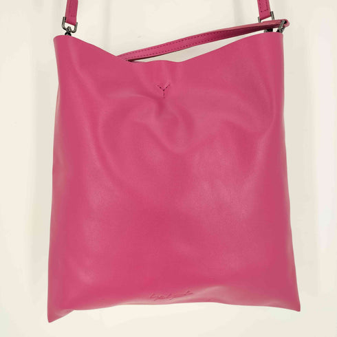 ディスコードヨウジヤマモト discord Yohji Yamamoto 23AW Tetra Pink テトラ ピンク カウレザー ハンドバッグ レディース