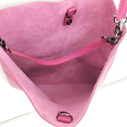 ディスコードヨウジヤマモト discord Yohji Yamamoto 23AW Tetra Pink テトラ ピンク カウレザー ハンドバッグ レディース