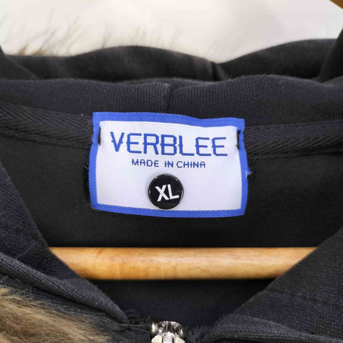 VERBLEE ギタープリント ファー ジップアップ パーカー メンズ XL
