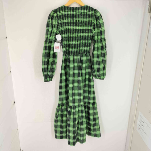 ガニー Ganni Seersucker Check U-neck Maxi Smock Derss レディース JPN:36