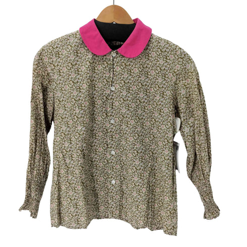 トリココムデギャルソン tricot COMME des GARCONS ラウンドカラー 花柄シャツ レディース M
