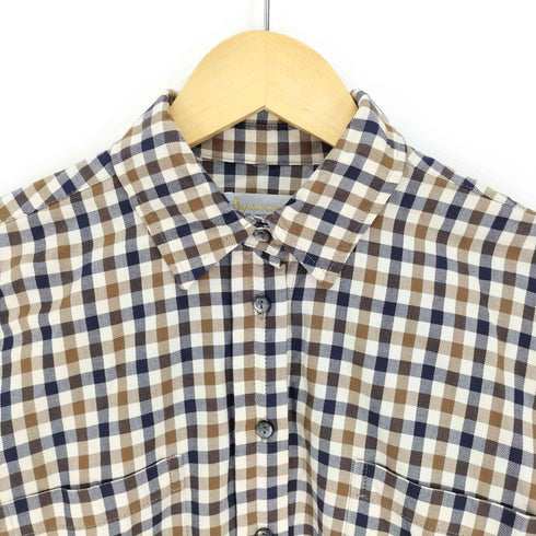 アクアスキュータム AQUASCUTUM 英国製 ギンガムチェック ダブルポケット L/S シャツ レディース 32 81CM