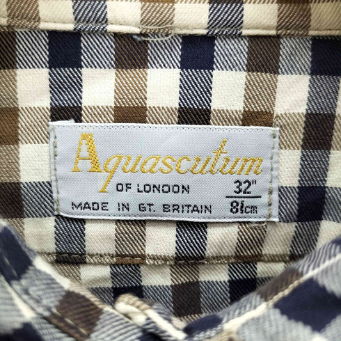 アクアスキュータム AQUASCUTUM 英国製 ギンガムチェック ダブルポケット L/S シャツ レディース 32 81CM