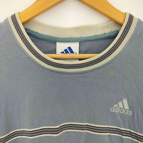 アディダス adidas 90s リブ切替 パフォーマンスロゴ ボーダー クルーネックTシャツ メンズ
