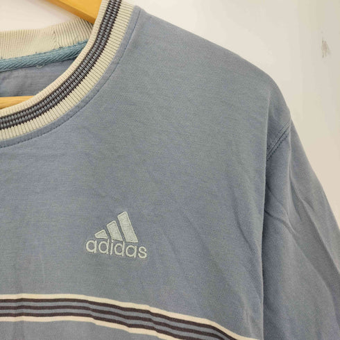 アディダス adidas 90s リブ切替 パフォーマンスロゴ ボーダー クルーネックTシャツ メンズ