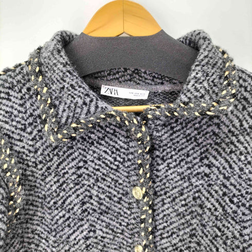 ザラ ZARA 編み込み仕上げニットジャケット レディース import:S