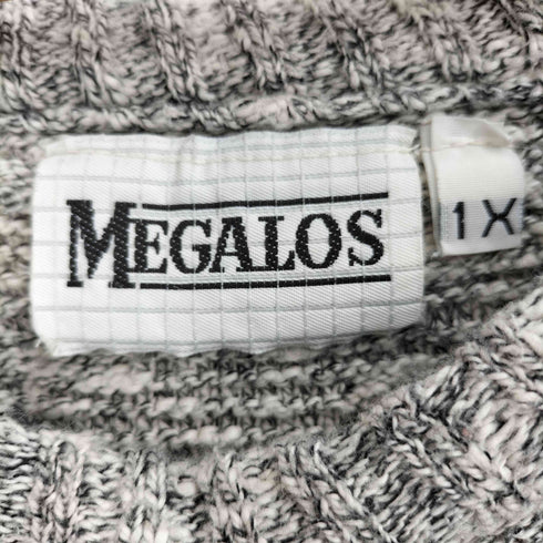 megalos USA製 総柄 ボーダー 3Dニット ビックサイズ メンズ 1X