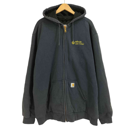 カーハート Carhartt メキシコ製 裏地メッシュ サーマル 企業ロゴ 刺繍 ジップパーカー ビックサイズ メンズ import:XL