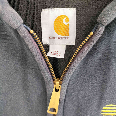 カーハート Carhartt メキシコ製 裏地メッシュ サーマル 企業ロゴ 刺繍 ジップパーカー ビックサイズ メンズ import:XL