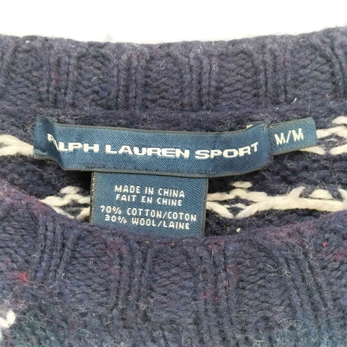 ラルフローレンスポーツ RALPH LAUREN SPORT ノルディック柄 ウール混 プルオーバー コットン ニット レディース import:M