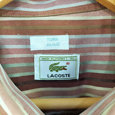ラコステ LACOSTE フランス製 ワニ刺繍ストライプシャツ メンズ 45