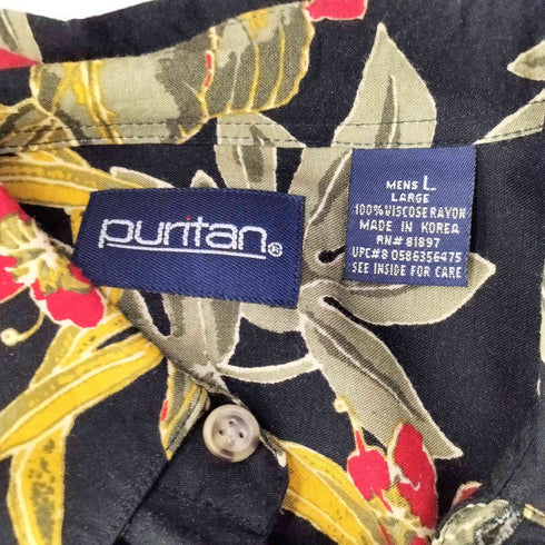 ピューリタン PURITAN 90-00S 韓国製 花柄 レーヨン S/S シャツ メンズ import:L