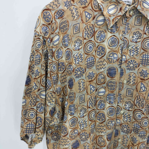 ピエールカルダン pierre cardin 90-00S 韓国製 幾何学柄 レーヨン S/S シャツ メンズ import:L