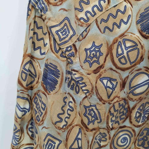 ピエールカルダン pierre cardin 90-00S 韓国製 幾何学柄 レーヨン S/S シャツ メンズ import:L