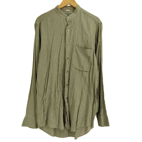 ヴァンヒューゼン VAN HEUSEN 90s バンドカラー チェック シャツ メンズ 15 1/2