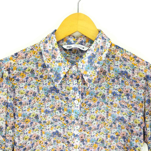 ザラ ZARA 花柄 レース フレア ブラウス シャツ レディース import:M