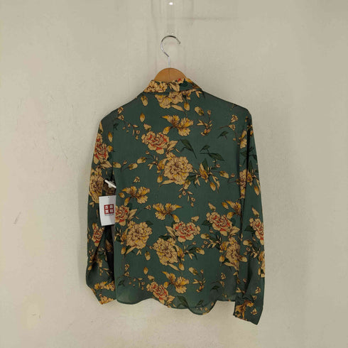 ザラ ZARA プリーツ地 花総柄L/Sシャツ レディース import:XS