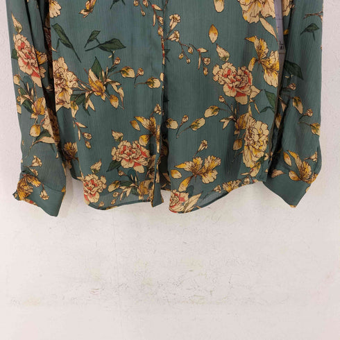 ザラ ZARA プリーツ地 花総柄L/Sシャツ レディース import:XS