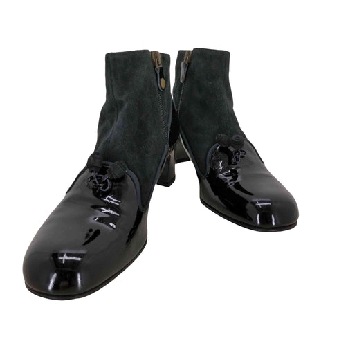 ショセ CHAUSSER エナメル スエード切替ショートブーツ レディース 36