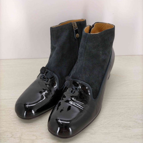 ショセ CHAUSSER エナメル スエード切替ショートブーツ レディース 36