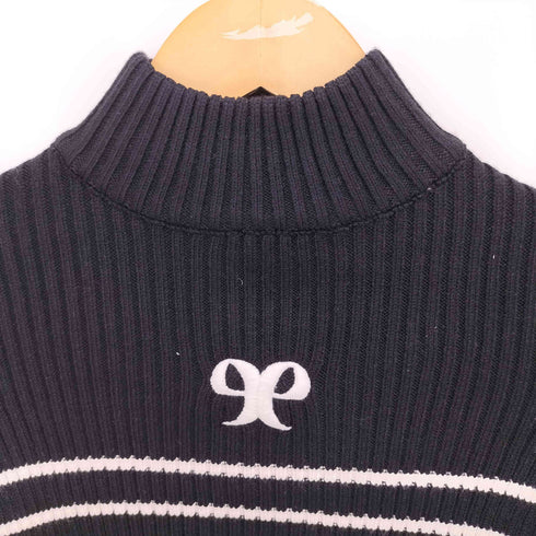 エモダ EMODA HIGH NECK CROP LOGO KNIT ハイネック クロップ ロゴ ニット レディース FREE